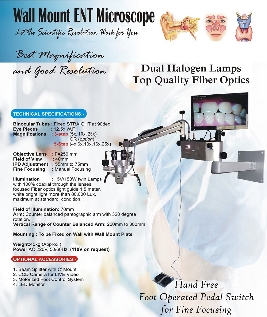 Wall Mounted ENT Microscope Manufacturers INDIA,